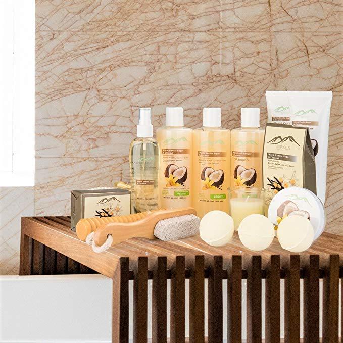 Vanilla Coconut Luxury Bath Gift Set - 9Pc Home Spa Basket – Lovery